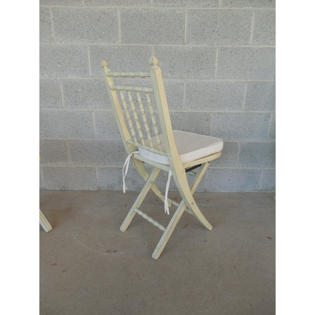 Faux Bamboo Hollywood Regency Cane Bottom Folding Chairs Set of 4