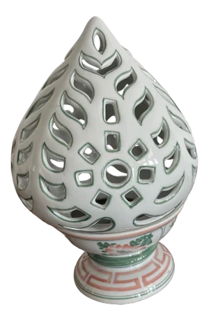 Vintage 1980s Ceramic Lotus Design Candle Holder