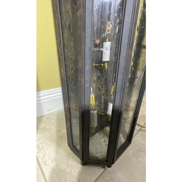 Large Exceptional Pair of Hand-Forged Iron Wall Lanterns Architectural Sconces For Sale - Image 13 of 14