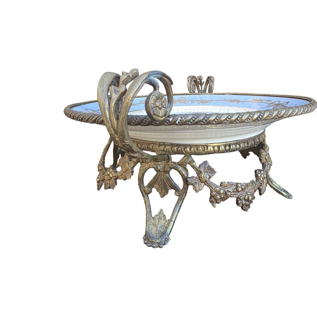Late 19th Century Antique French Château De Fontainebleau Porcelain & Gilt Bronze (Ormolu) Centerpiece Bowl For Sale - Image 5 of 9
