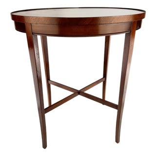 Vintage Mahogany Oval Side Table With Cross-Stretcher Base For Sale