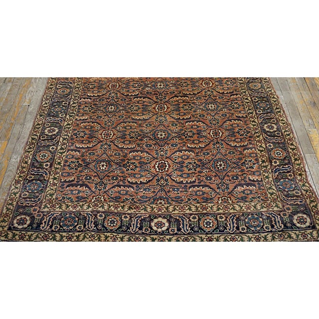 Tribal 1890s Pink Rose Geometric Tribal n.w. Persian Rug 4'6" X 6' Handknotted Wool Carpet For Sale - Image 3 of 6