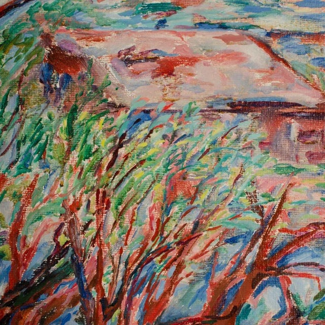 Blue Elisabeth Merlicek (Austrian B. 1911- D. 1988) "Fruhling Am Teich" Oil Painting For Sale - Image 8 of 13