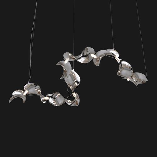 Dune 10 Curve Chandelier in Aluminum with Silver Anodized Finish by Moss Objects For Sale - Image 6 of 15