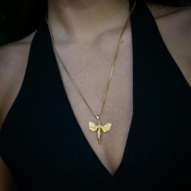 Heavenly Guardian Gold Vermeil Necklace For Sale - Image 9 of 12