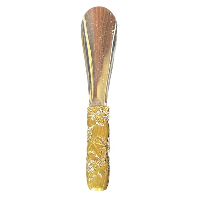 Art Nouveau Antique Insect Theme Brass & Chrome Shoe Horn For Sale - Image 3 of 6