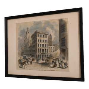 Vintage Colored Engraving Etching Third Street Philadelphia