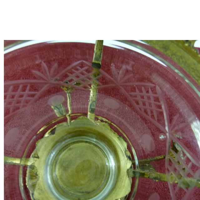 Art Nouveau Brass Tazza Centerpiece Blown Glass Bowl . Swivel Floral Branches For Sale - Image 16 of 16