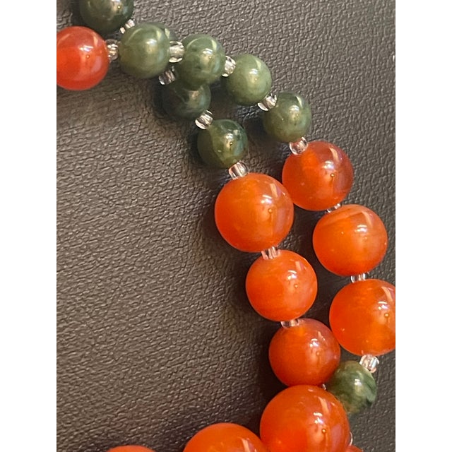 Gemstone Necklace Red Nanhong Agate Bingju Type (Icey Orange Tangerine). Necklace With Jade Vintage Screw Clasp For Sale - Image 4 of 9