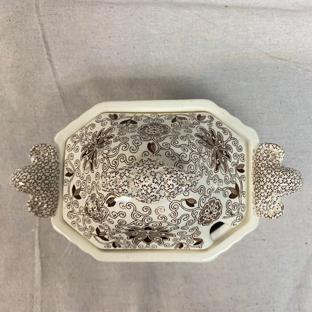 Ceramic Bows and Bells Transferware Lidded Sauce Tureen and Underplate For Sale - Image 7 of 12