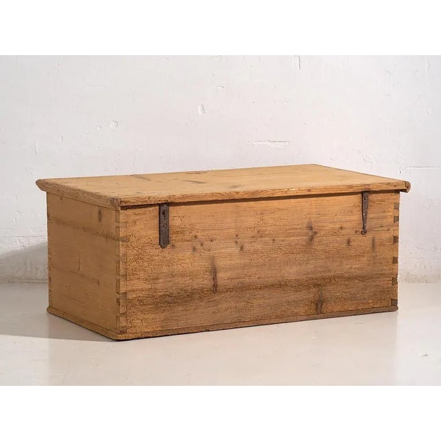 Wood Antique Wood Trunk, 1920s For Sale - Image 7 of 8