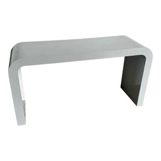 Postmodern Grey Lacquer Laminate Waterfall Console Table For Sale