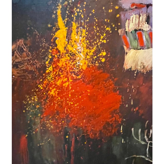 Roger Van Ouytsel, Large Abstract Oil Painting Belgian American Artist Roger Van Ouytsel Menorah, 1987 For Sale - Image 10 of 15