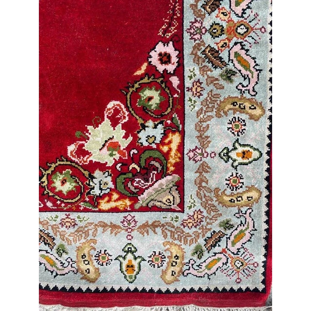 1980s Small Vintage Silk Turkish Rug For Sale - Image 5 of 15
