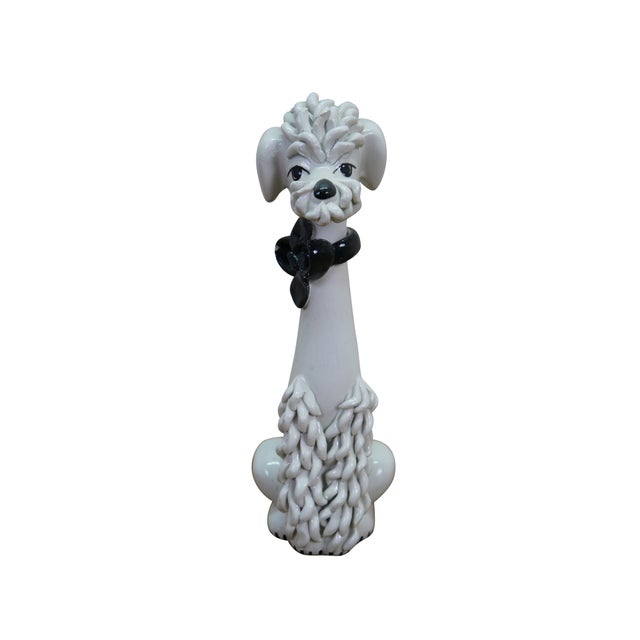 Mid-Century Modern Mid Century Italian Porcelain Spaghetti Poodle Dog Figurine Statue 8" For Sale - Image 3 of 13