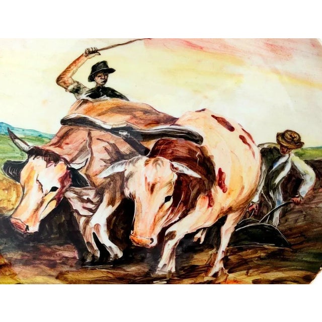 Policroma ceramic plate production sico 40/50 with tuscia signed school decoration 26 cm diameter measure, written on the...