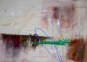 "Lonesome; Crowded" Contemporary Original Abstract Expressionist Mixed-Media Painting by Brian Jerome