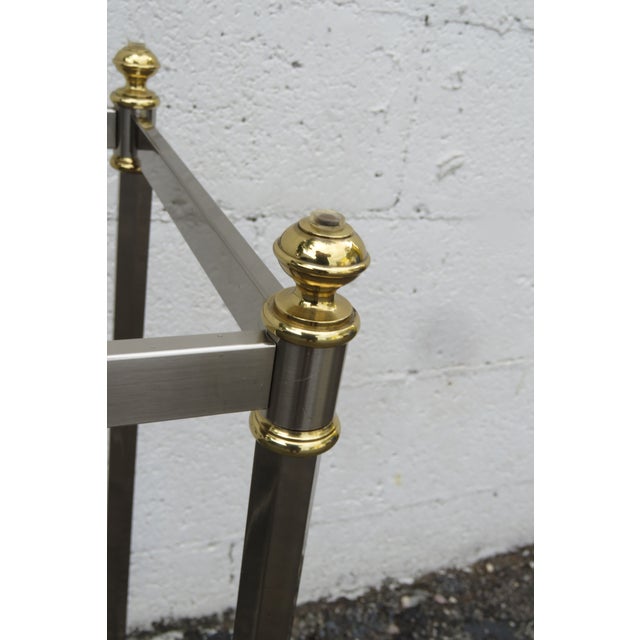 Hollywood Regency Two Tones Chrome and Brass Console Table Tv Stand 5602 For Sale In Miami - Image 6 of 16