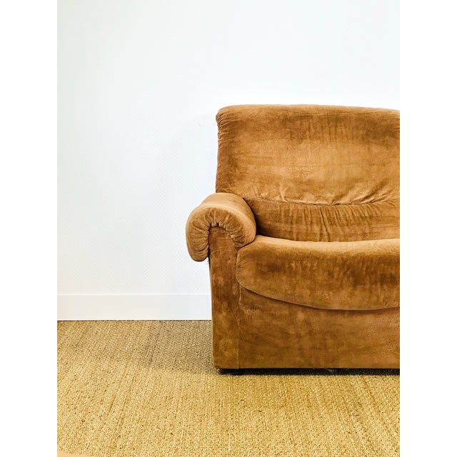 Brown Vintage Velvet Modular Sofa and Armchair Set, 1970s, Set of 5 For Sale - Image 8 of 18