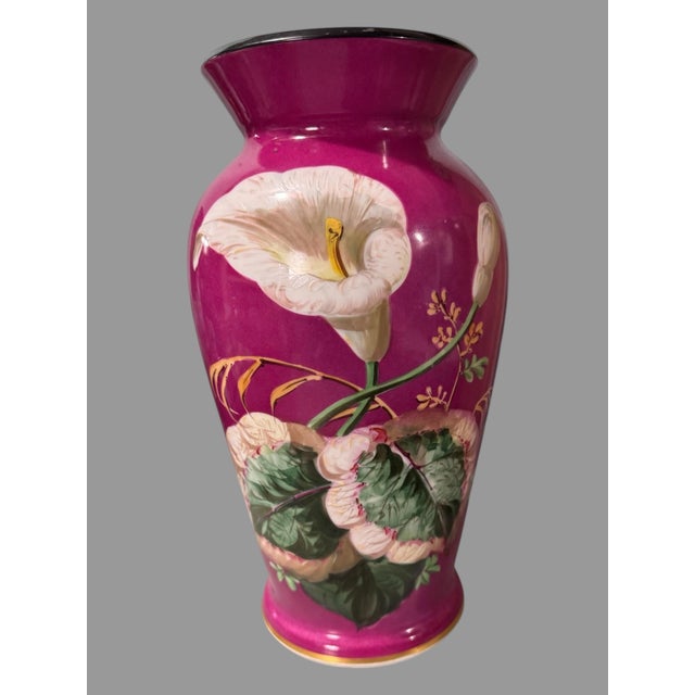 Antique Victorian Hand Painted Floral Decorated Old Paris Porcelain 13" Vase For Sale - Image 6 of 6