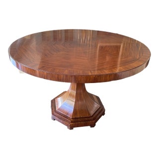 Vintage Walnut Round Pedestal Center Hall Table For Sale
