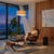 The Tambo Arc Lamp is a Mid-Century Modern floor lamp designed by Peter Morelli in 1984, featuring a satin nickel finish...