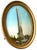 A charming turn-of-the-century reverse-painted glass depiction of the Washington Monument, housed in its original oval...