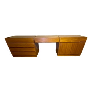 Arne Wahl Iverson Mid-Century Teak Vanity with Storage Cabinets For Sale