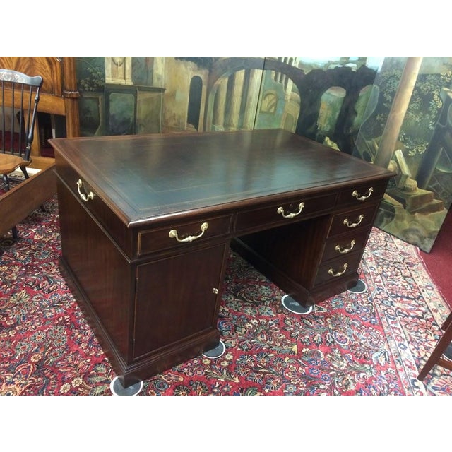 Vintage Executive Desk, Leather Top Desk, Century Furniture For Sale - Image 6 of 11