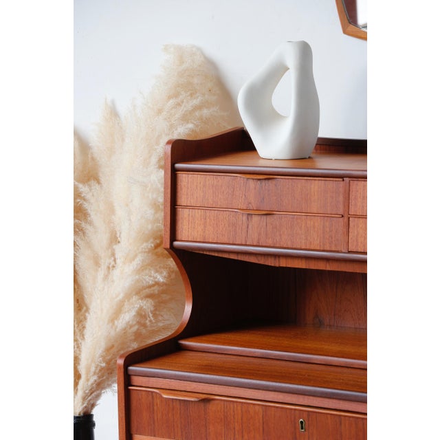 1960s danish teak secretary desk: vintage scandinavian elegance this danish teak secretary desk embodies the mid-century...