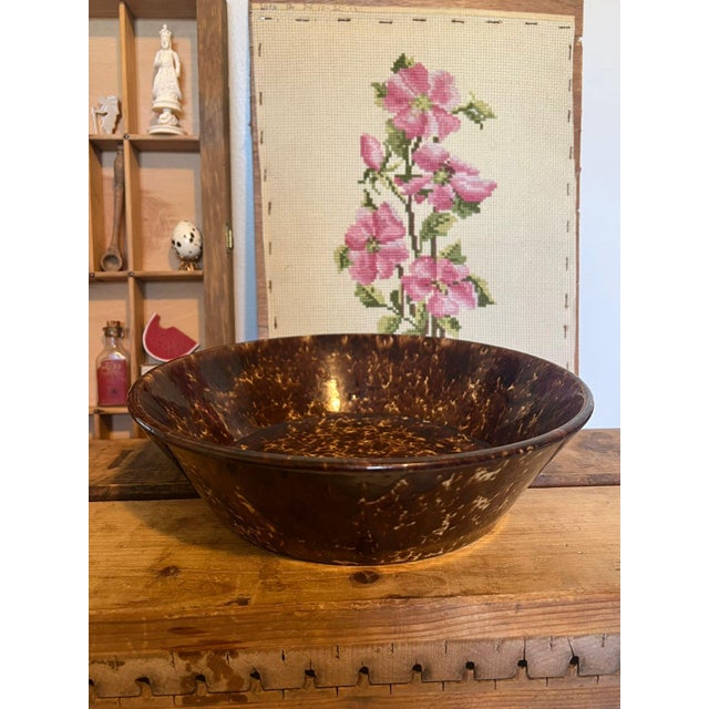Mid-Century Modern Antique Late 19th Century Rockingham Pottery Bowl For Sale - Image 3 of 6