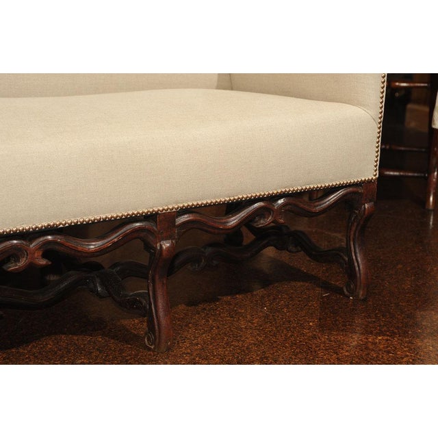 Linen 17th Century Antique High Back Sofa For Sale - Image 8 of 9