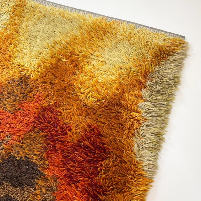 Textile Abstract High Pile Rya Rug, Sweden, 1960s For Sale - Image 7 of 18
