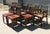 Brown Anglo-Indian Raj Table and Chairs with Metal Decor, 1920s, Set of 11 For Sale - Image 8 of 11