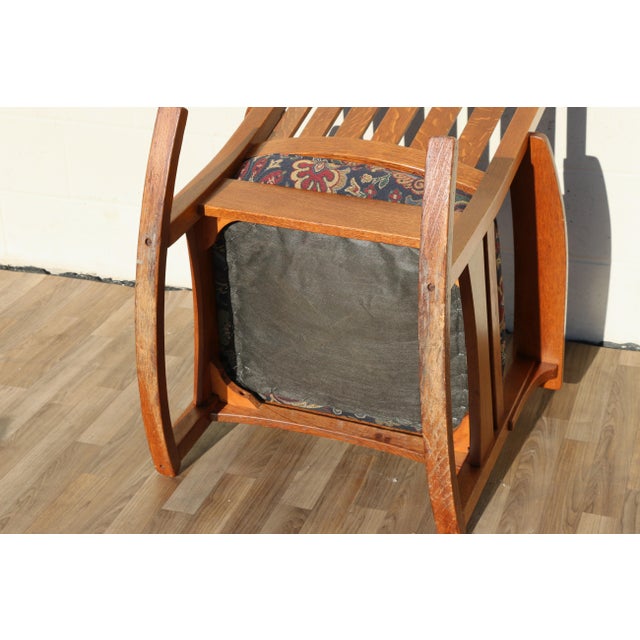 1940s Mission Style Solid Oak Rocking Chair | Arts & Crafts Wooden Rocker For Sale - Image 17 of 18