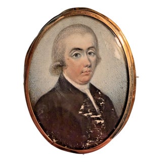 Hand Painted Antique Georgian Mourner's Brooch For Sale