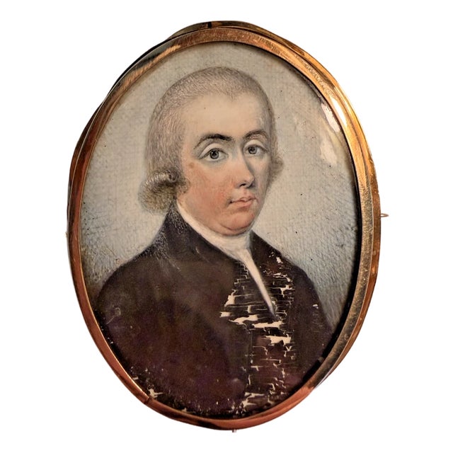 Hand Painted Antique Georgian Mourner's Brooch For Sale