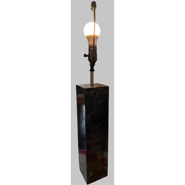 Robert Sonneman Vintage Black Solid Marble Table Lamp, Attributed to Robert Sonneman For Sale - Image 4 of 12