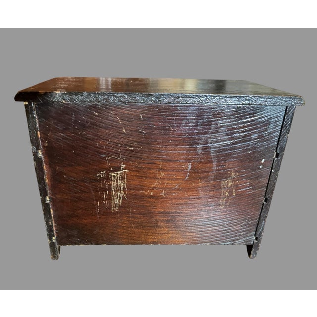 Primitive Miniature Wood 3 Drawer Chest Dresser Old Varnish Finish Tabletop For Sale - Image 4 of 8