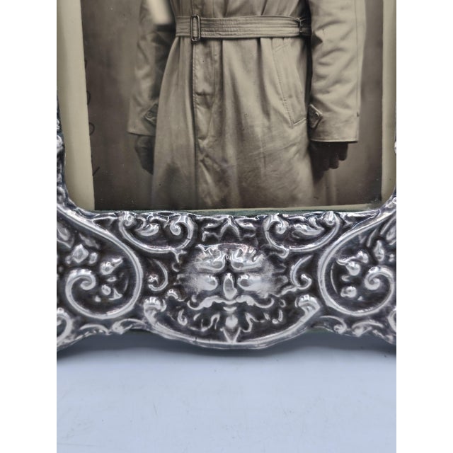 English 925 Sterling Silver Photo Frame with Putti, London, 1905 For Sale - Image 6 of 9