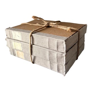 Restoration Hardware Large Tomes in Taupe – Set of 3 Handcrafted French-Inspired Decorative Books For Sale