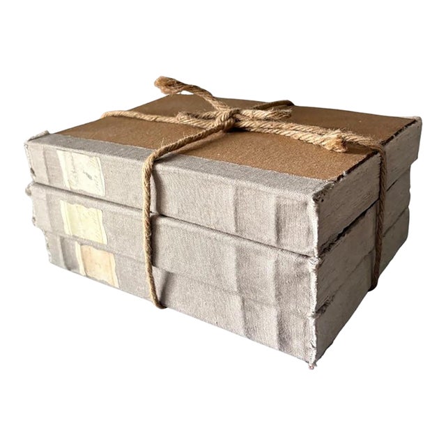 Restoration Hardware Large Tomes in Taupe – Set of 3 Handcrafted French-Inspired Decorative Books For Sale
