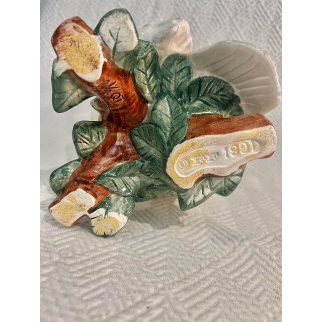 1991 Fitz and Floyd Sulfur Crested Cockatoo Palm Beach Majolica Style Pitcher For Sale - Image 12 of 12