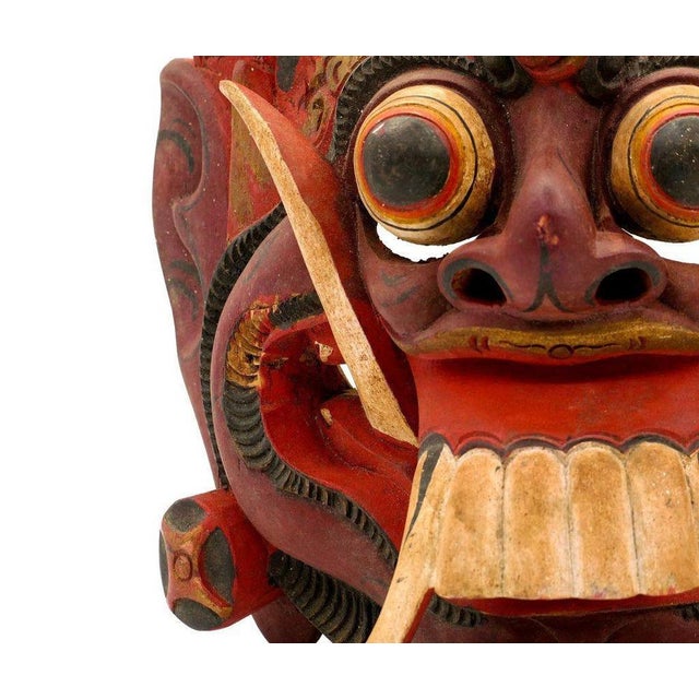 Mid-Century Folk Art Kumba Karna Masks in Wood, Indonesia, Set of 2 For Sale - Image 4 of 6