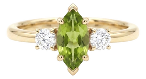 Peridot & Cubic Zirconia Ring - Wedding Engagement Ring - August Birthstone Statement Ring Us 7