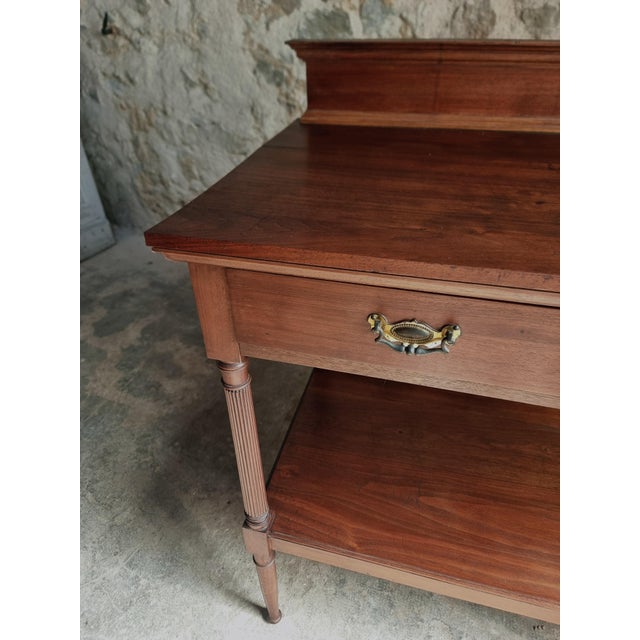 Antique French Mahogany Console Table with Drawer and Shelf, 1900 For Sale - Image 10 of 18