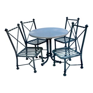 Vintage Aluminum Patio / Garden Babylon Collection Table & 4 Chairs Made by Pompeii Furniture in Usa For Sale