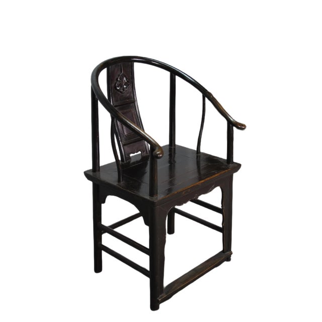 Wood A Pair Antique Chinese Round Back Arm Chairs For Sale - Image 7 of 13