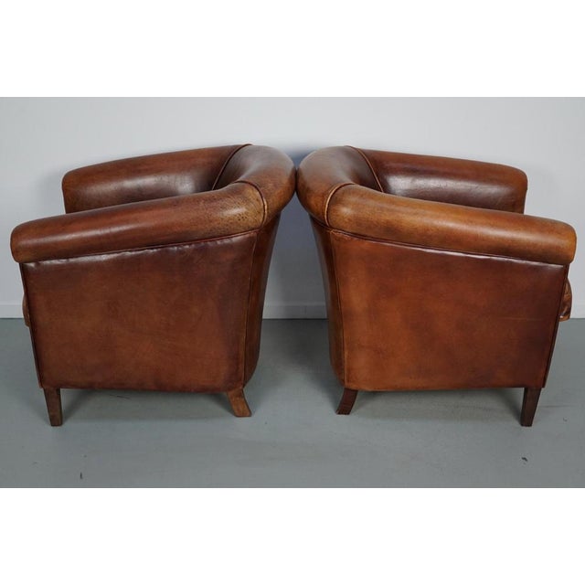 Vintage Dutch Cognac Colored Leather Club Chair, Set of 2 For Sale - Image 15 of 18