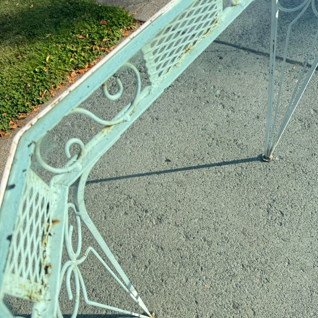 Mid Century Patio Set Outdoor Dining Table & Chairs Distressed Italian Garden Furniture For Sale - Image 11 of 12